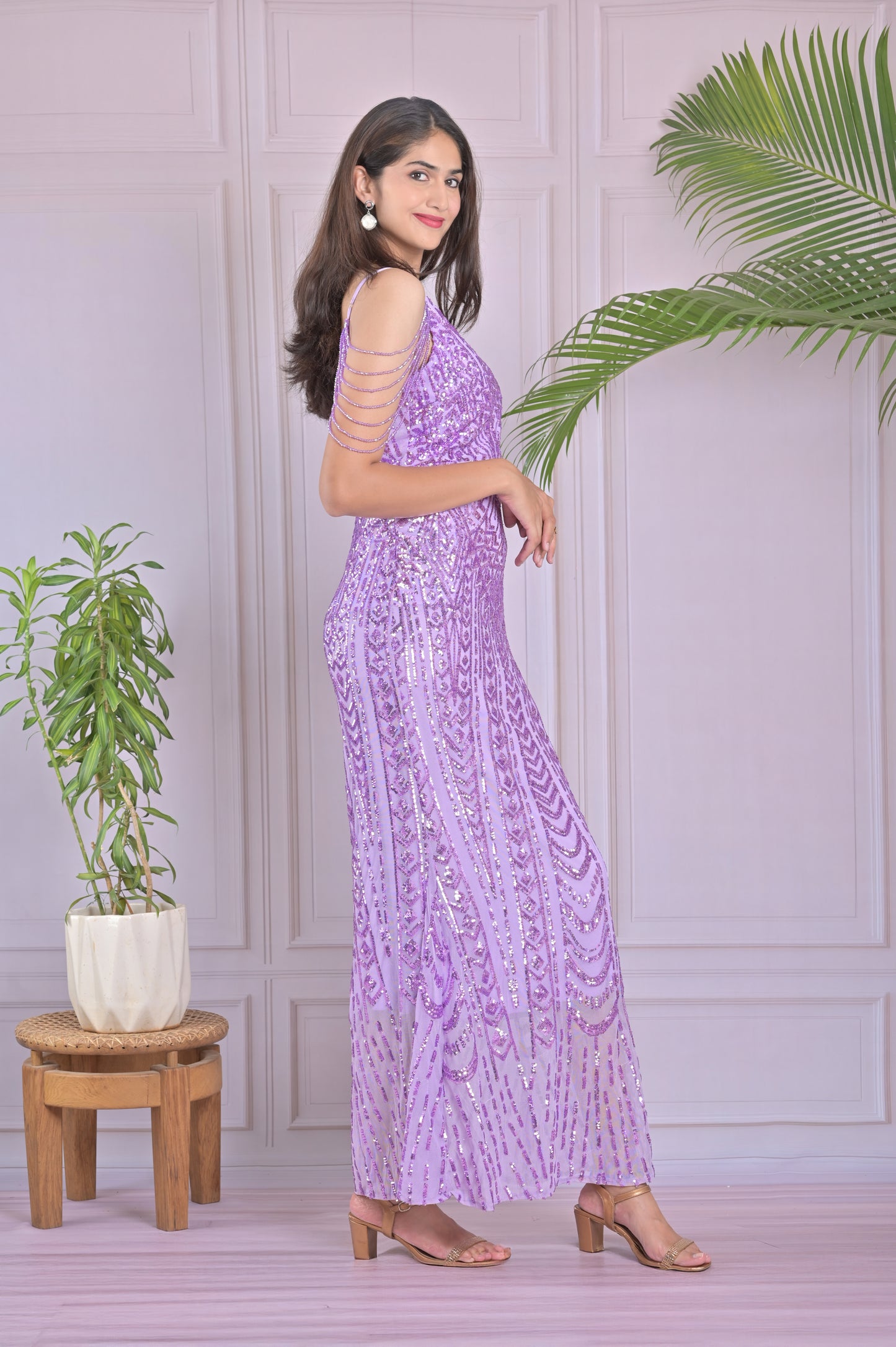 Lavender Sequin Elegant Gown