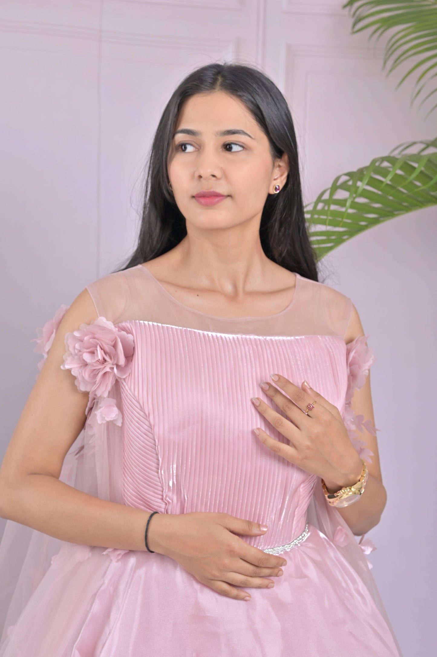 Blush Pink Off-Shoulder Gown