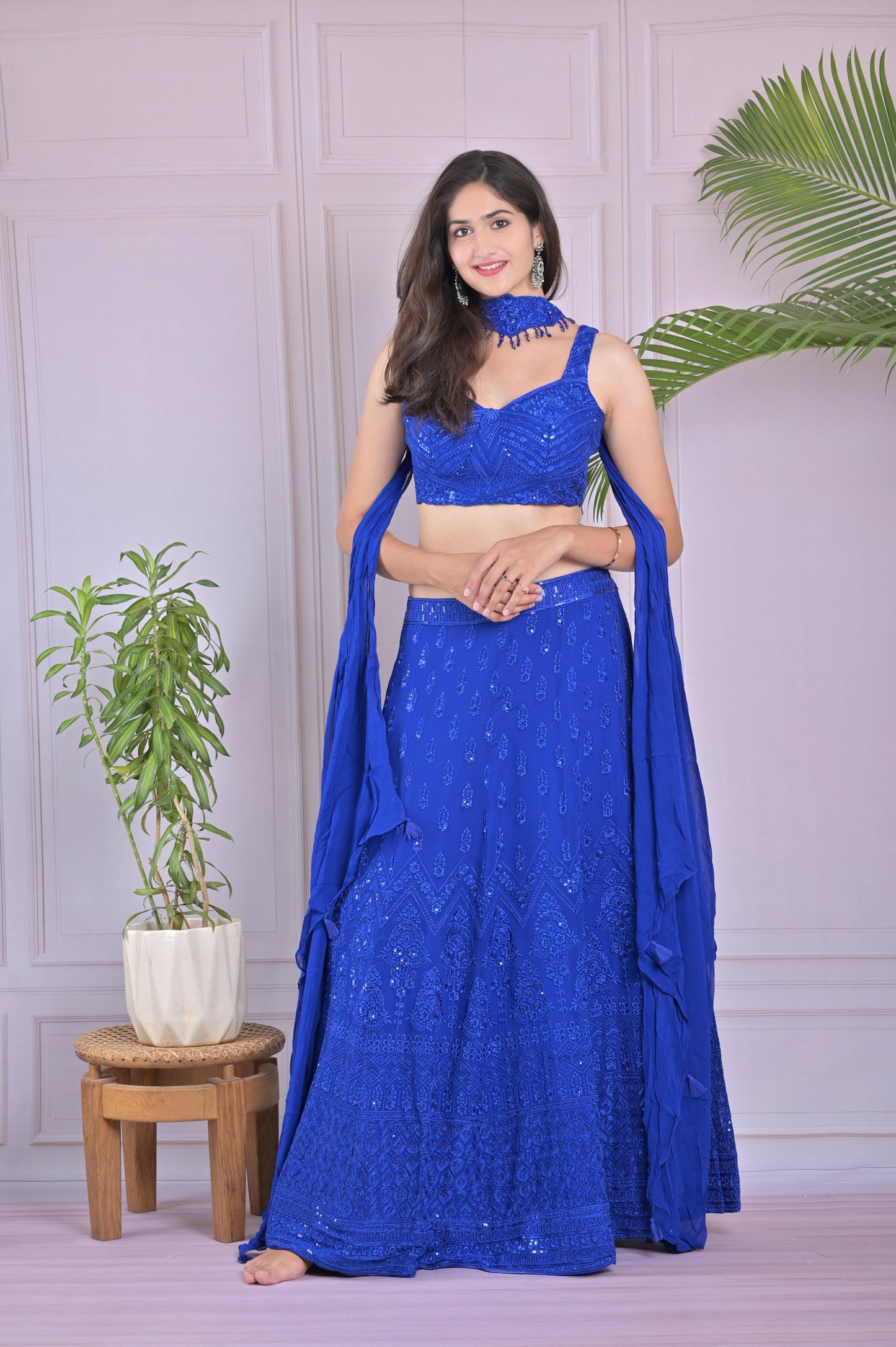 Royal Blue Sequin Lehenga