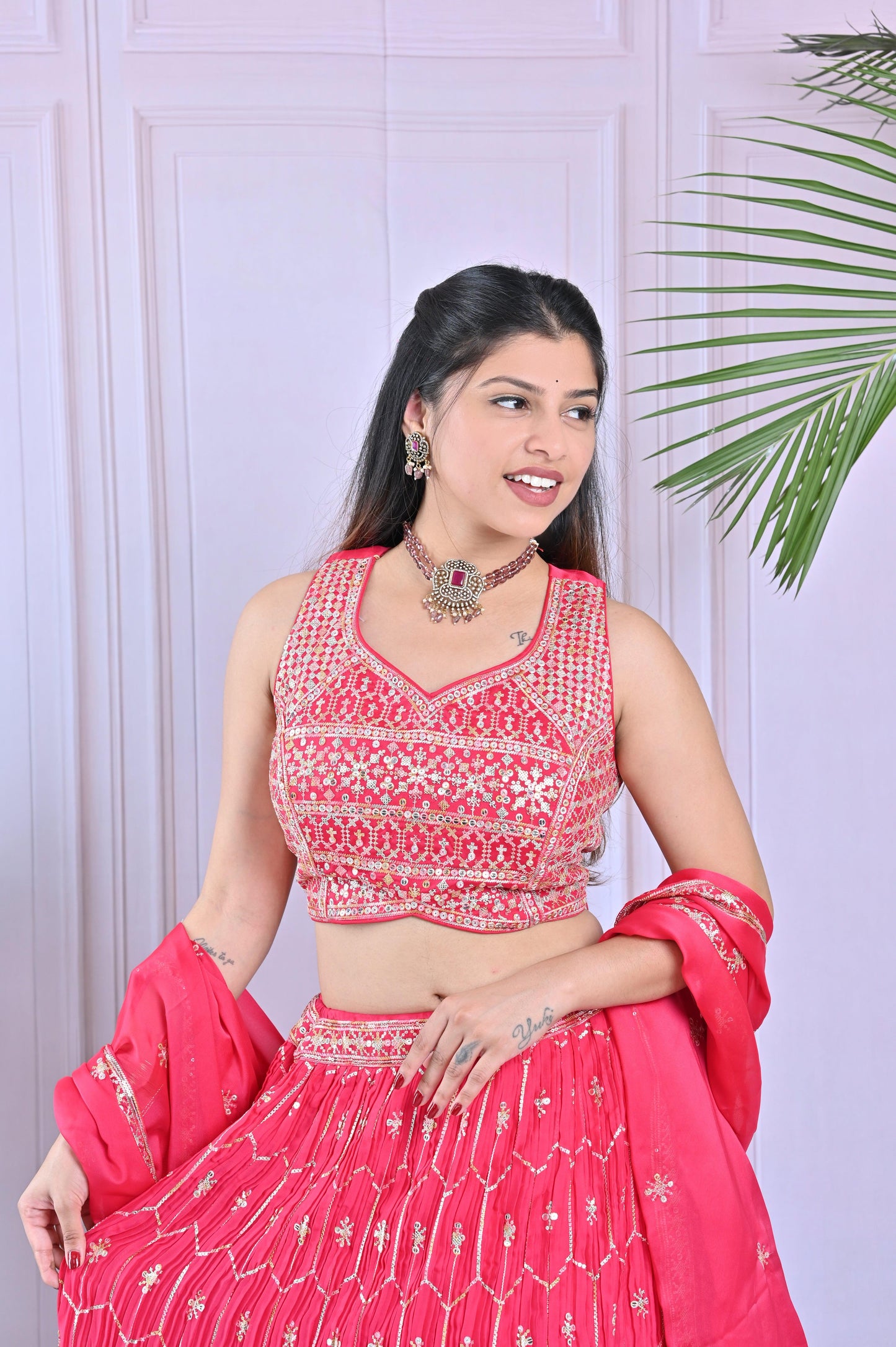 Rani Pink Sequin Work Lehenga