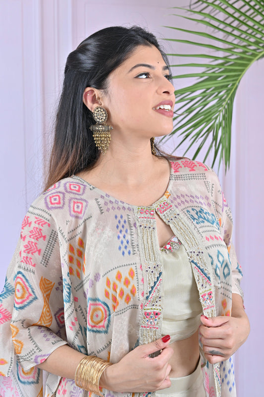 Beige Bohemian Plazzo Set