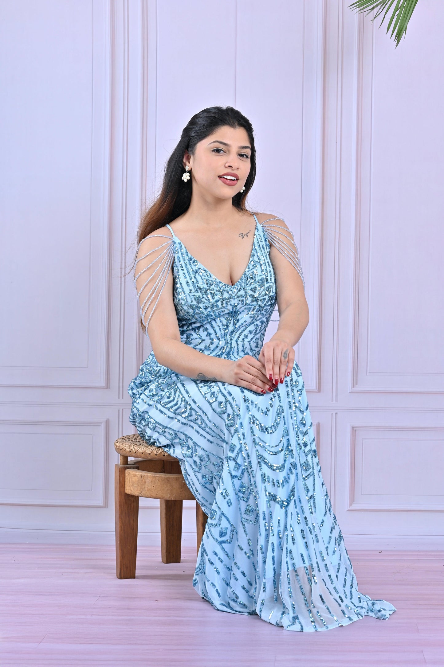 Ice Blue Sequined Gown