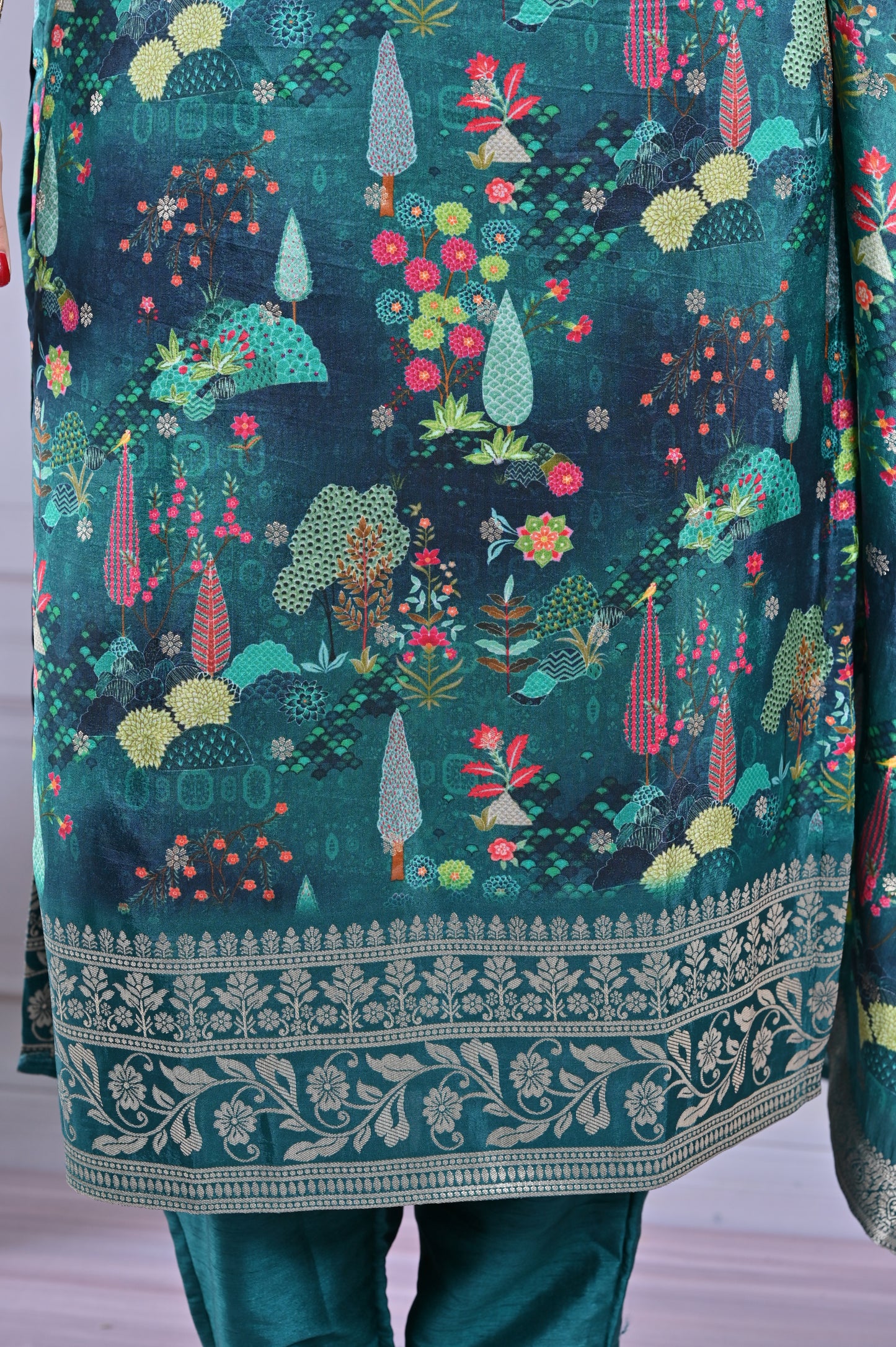 Emerald Green Floral Printed Salwar Set