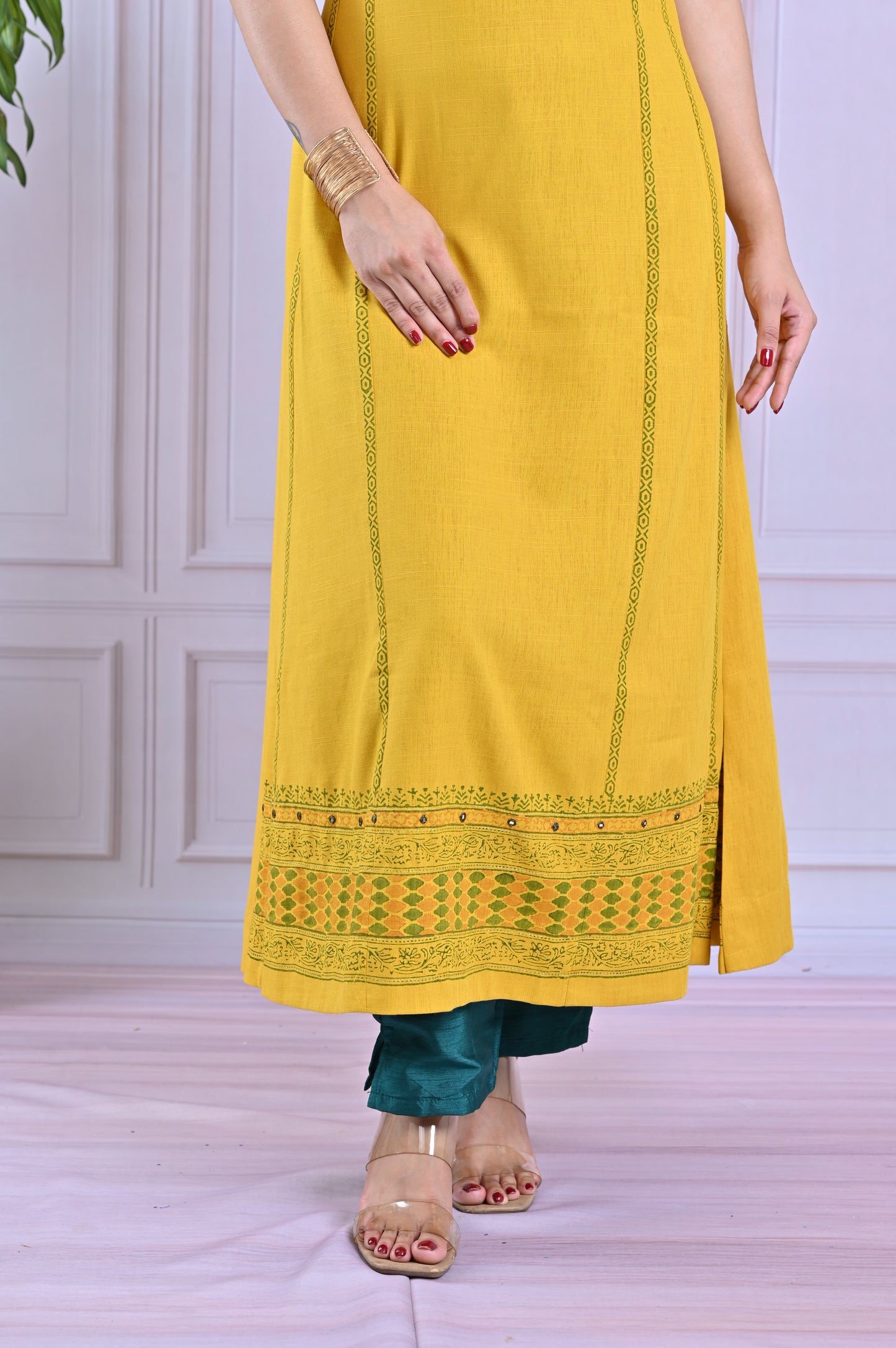 Sunshine Yellow Sleeveless Kurti Set
