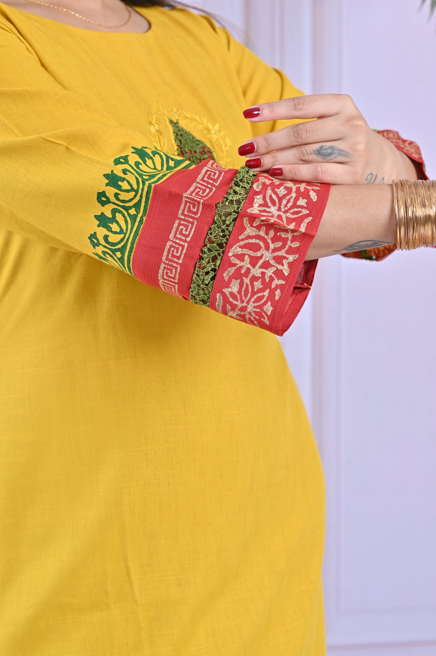 Mustard Yellow Straight Kurti