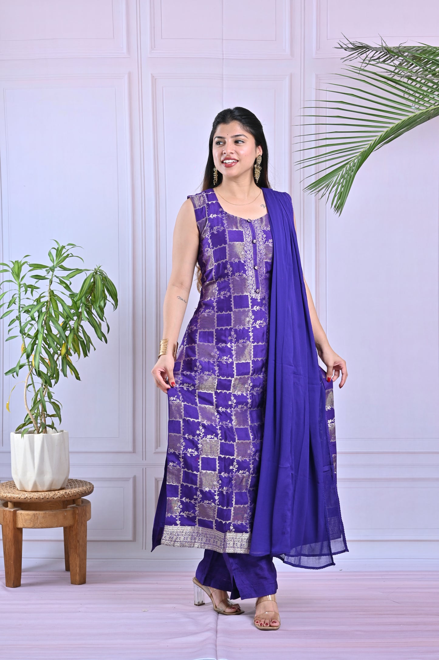 Royal Purple Woven Salwar