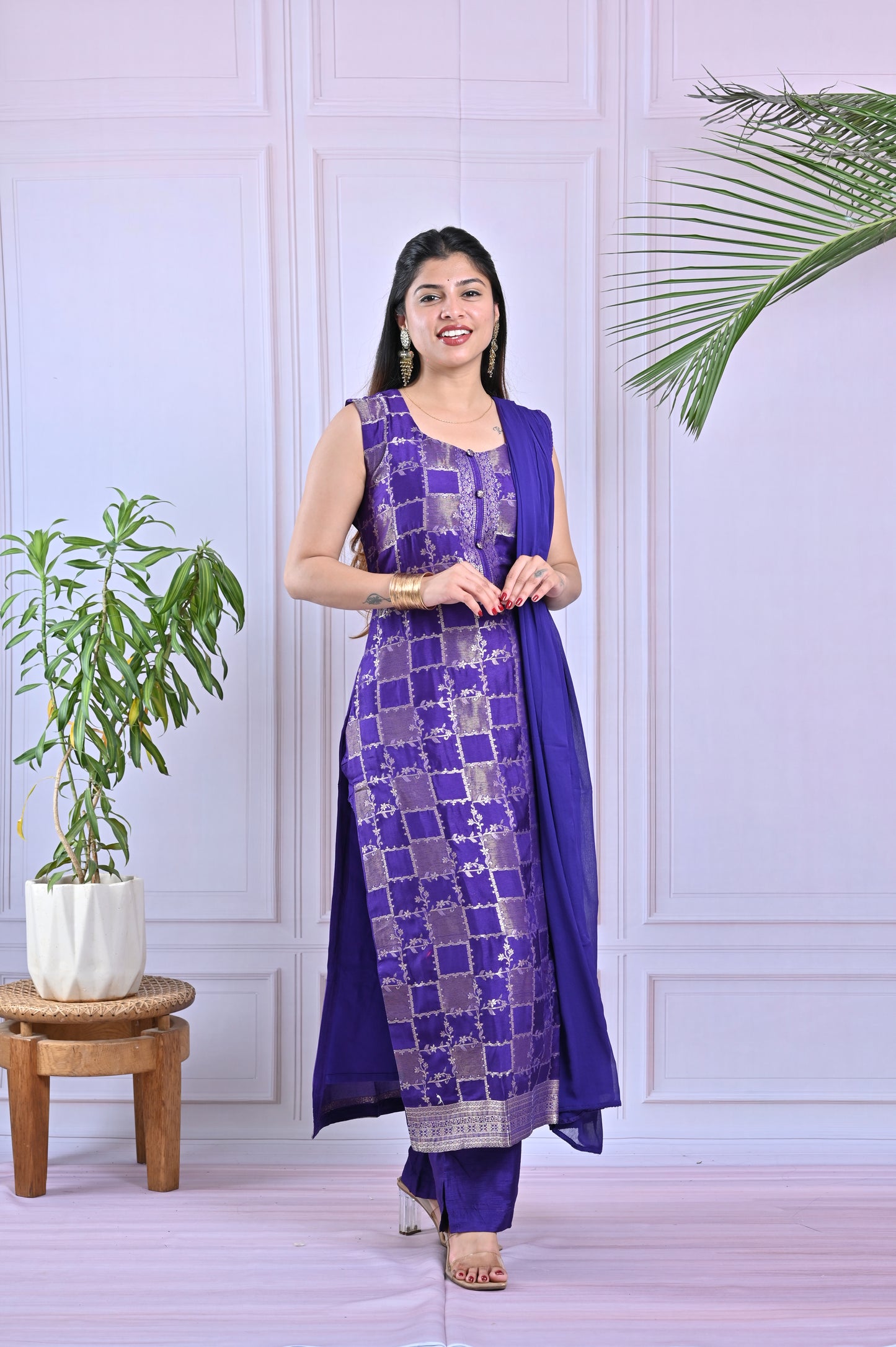 Royal Purple Woven Salwar