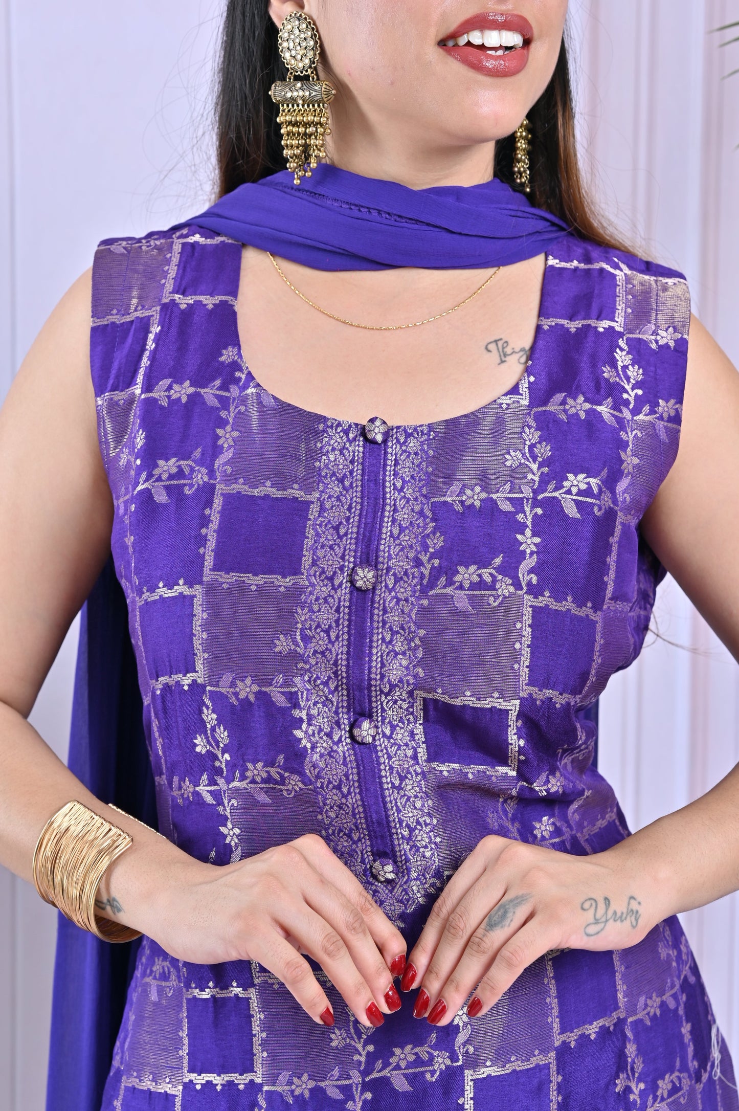 Royal Purple Woven Salwar