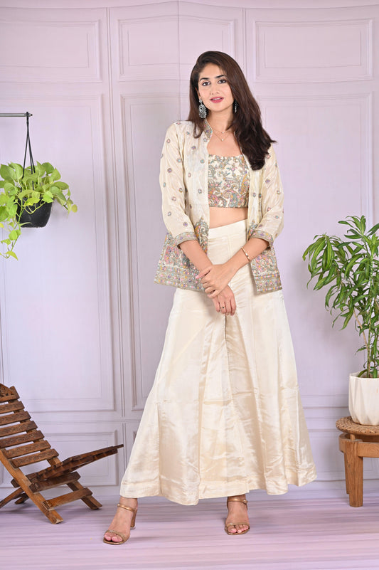 Ivory Embroidered Plazzo Set