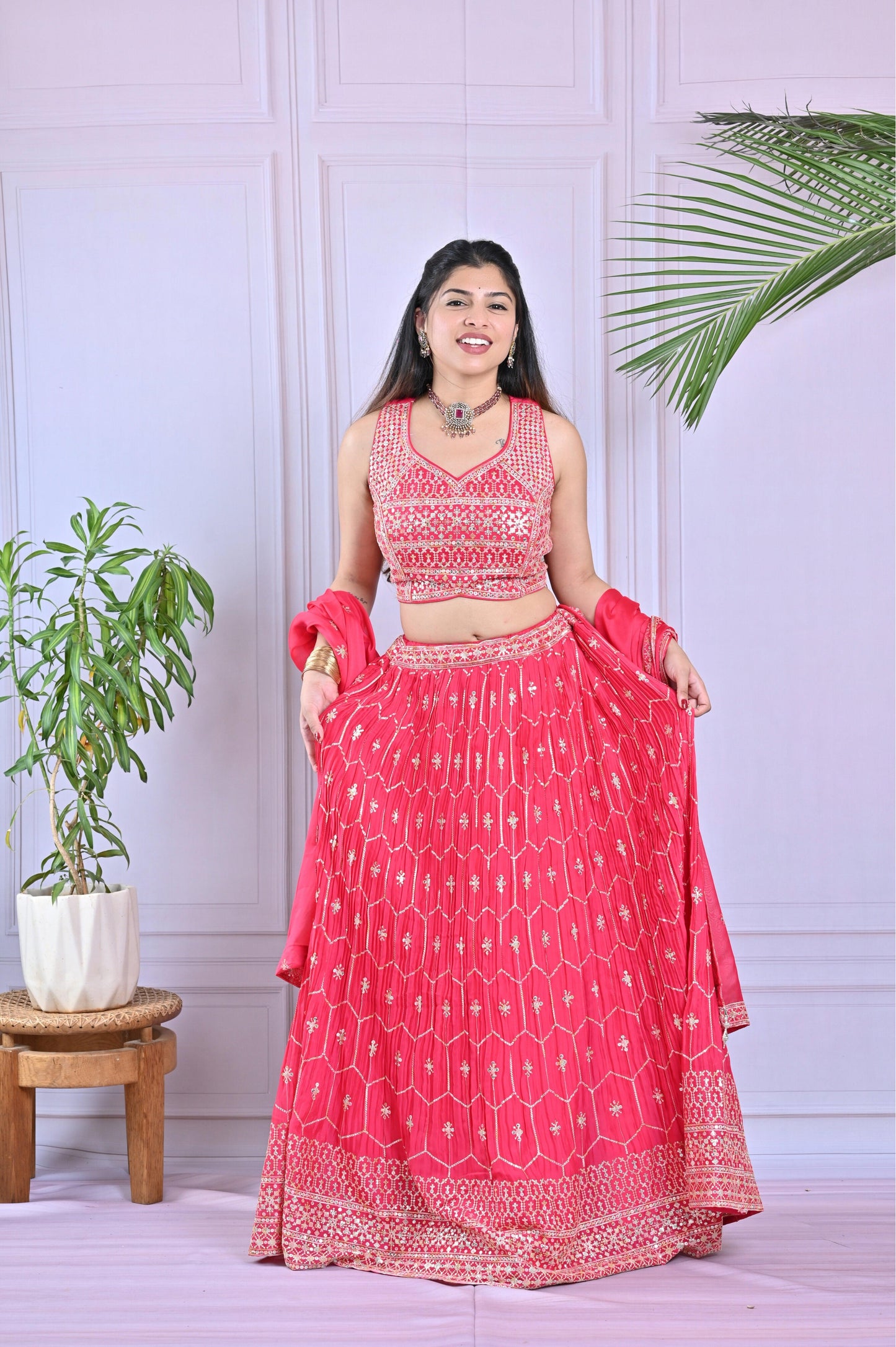 Rani Pink Sequin Work Lehenga