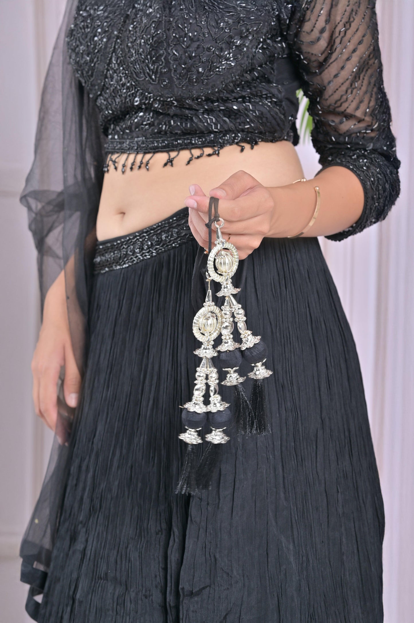 Midnight Black Net Lehenga Choli