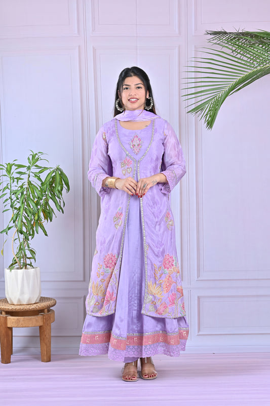 Lavender Embroidered Salwar Set