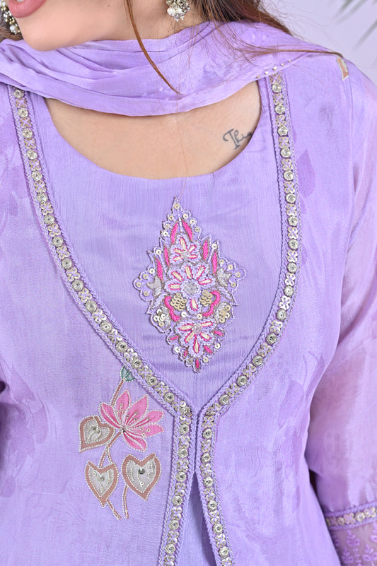 Lavender Embroidered Salwar Set