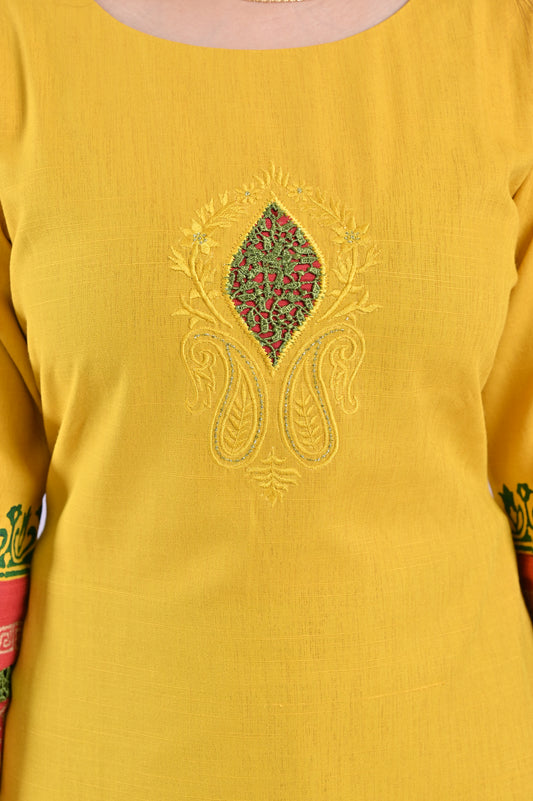 Mustard Yellow Straight Kurti Set