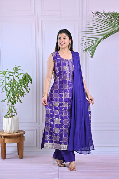 Royal Purple Woven Salwar