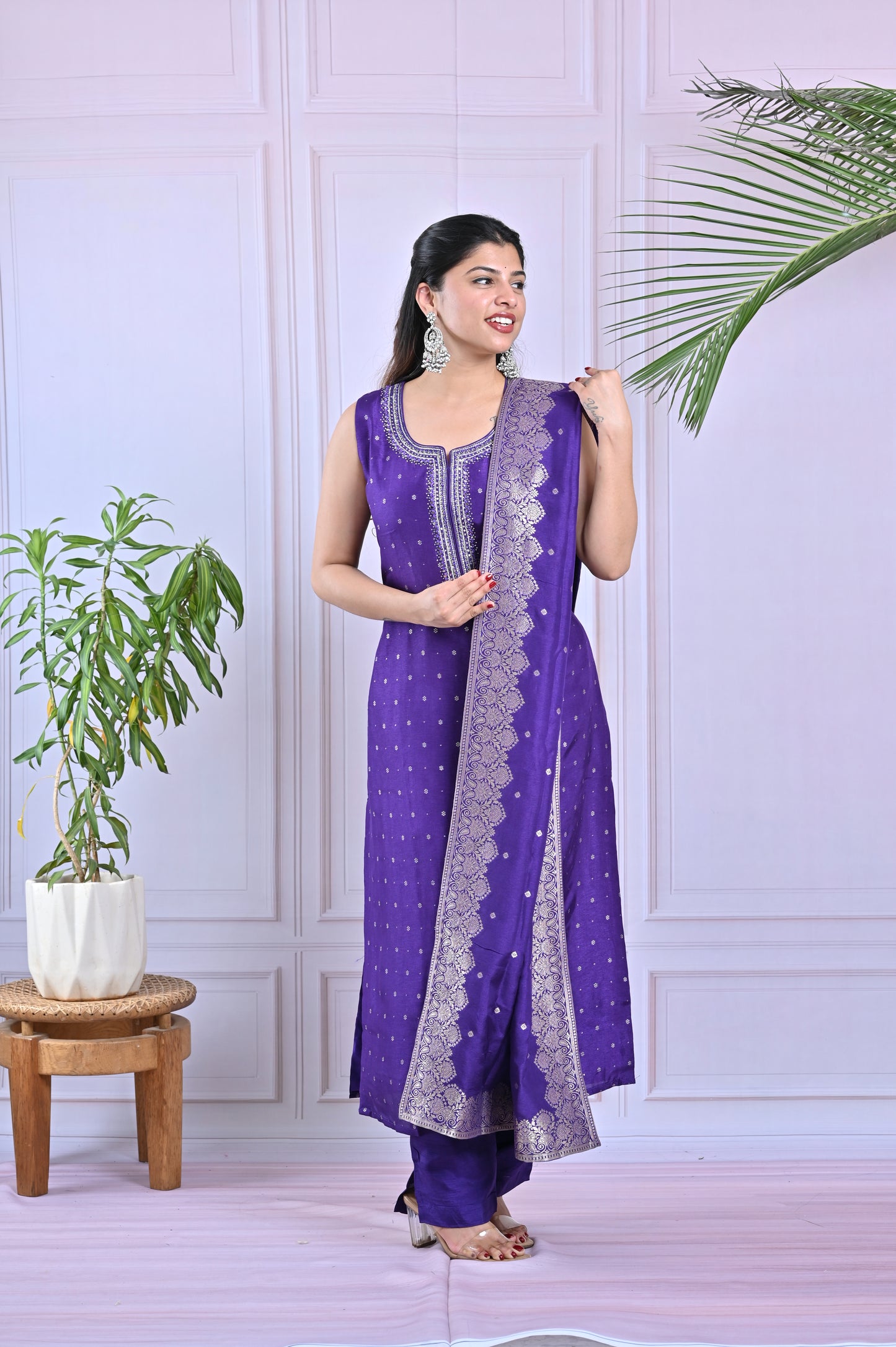 Royal Purple Emblished Kurti