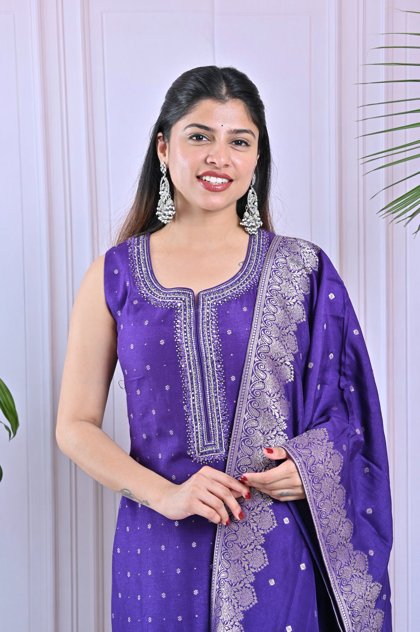 Royal Purple Emblished Kurti