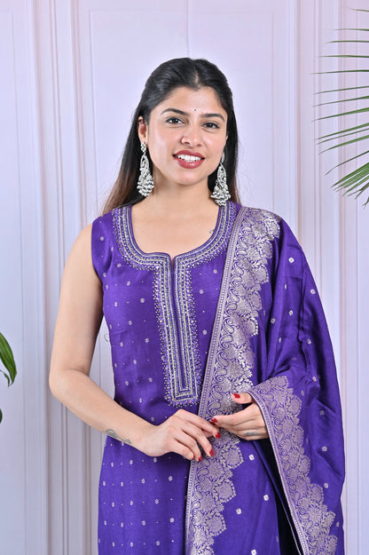 Royal Purple Emblished Kurti