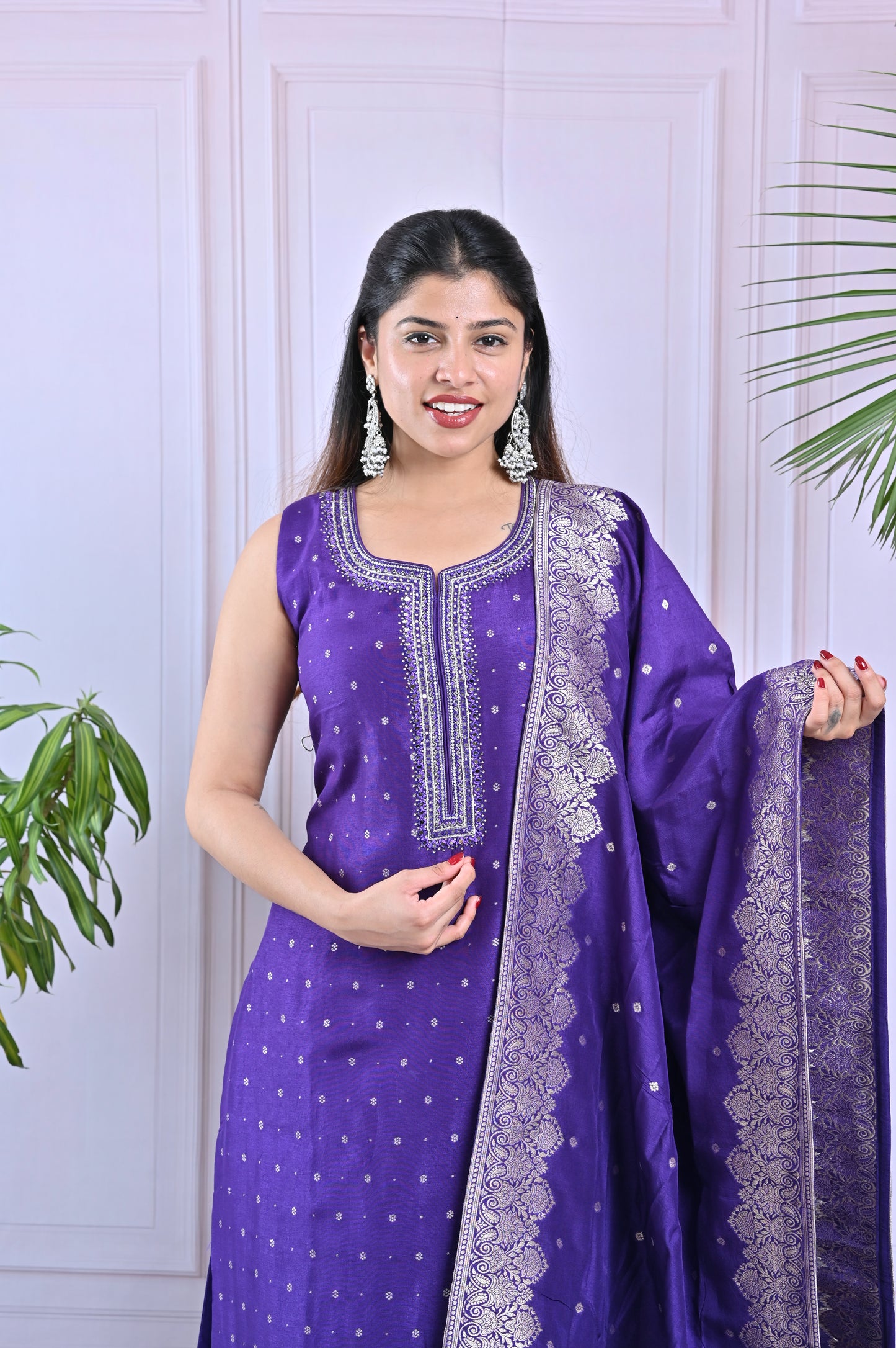 Royal Purple Emblished Kurti