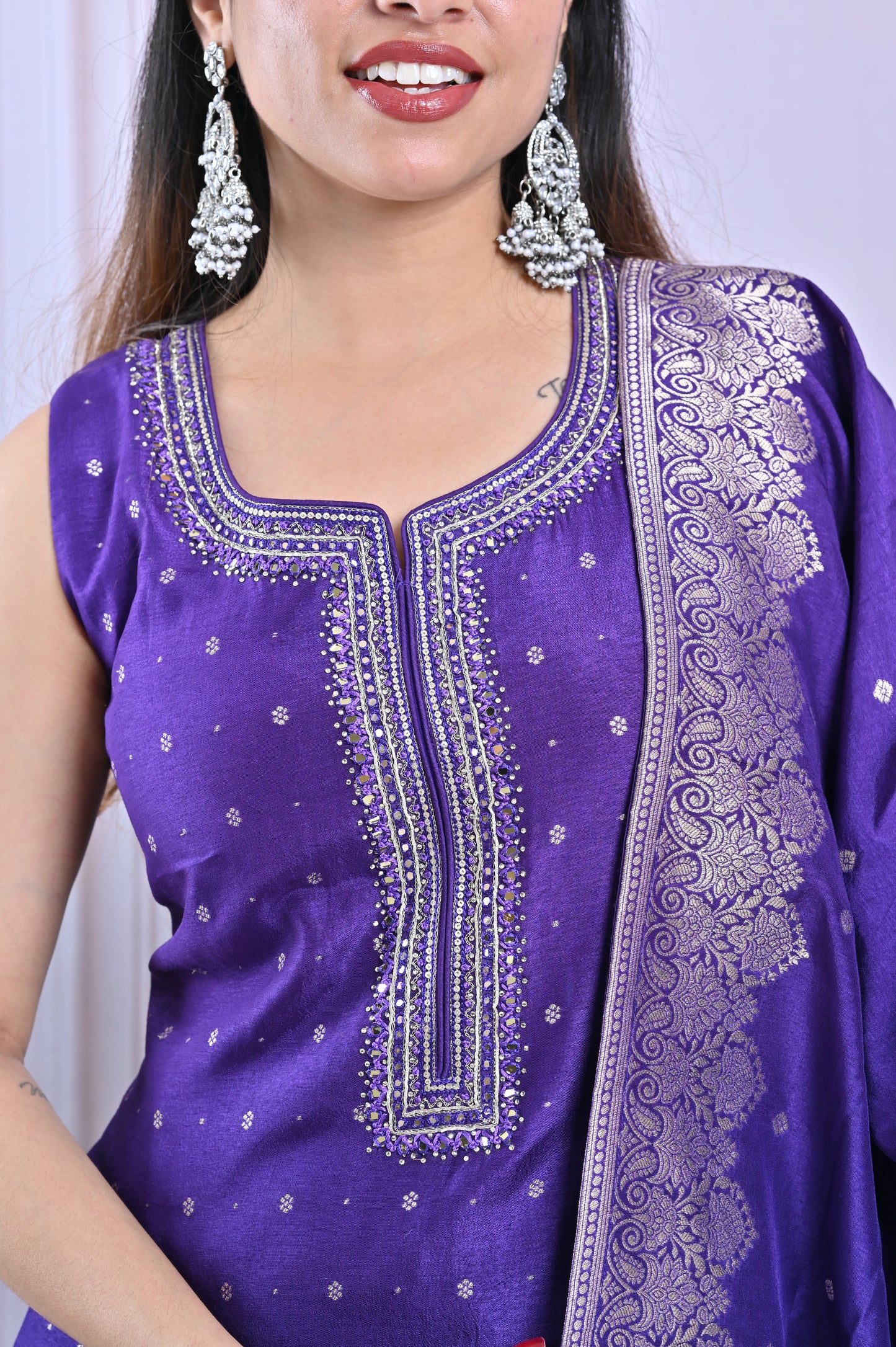 Royal Purple Emblished Kurti